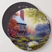 Bauernhof/Bach/Holz/Malerei Button (Vorne & Hinten)