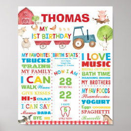 Bauernhof Barnyard 1. Geburtstag Meilenstein Gebur Poster