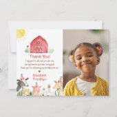 Bauernhof Barnyard Birthday Rotes Karo Foto Dankeskarte (Vorderseite)