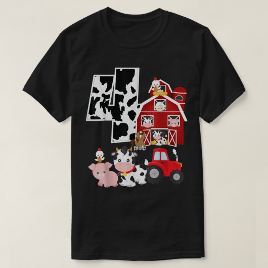 Bauernhof Barnyard Thema Schweinekuh Pferd 4. Gebu T-Shirt (Design vorne)