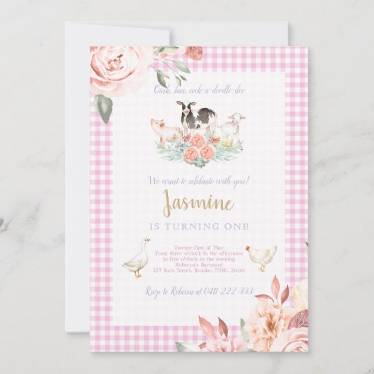 Bauernhof Baryard Geburtstags-Mädchen-Einladung Einladung (Vorderseite)