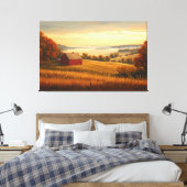 Bauernhof bei Sonnenaufgang mit Rolling Hills Leinwanddruck (Insitu (Schlafzimmer))