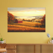 Bauernhof bei Sonnenaufgang mit Rolling Hills Leinwanddruck (Insitu (Wohnzimmer))