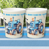 Bauernhof Birthday Blue Traktor Party Pappbecher