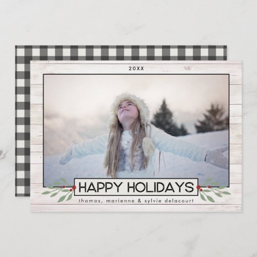 Bauernhof | Black & White Buffalo Karo Feiertagskarte (Vorne/Hinten)