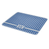 Bauernhof Blau und Weiß Gingham Kariert Monogram Schneidebrett (Ecke)