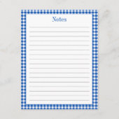 Bauernhof Blau und Weiß Gingham Karierte Rezept Begleitkarte (Rückseite)