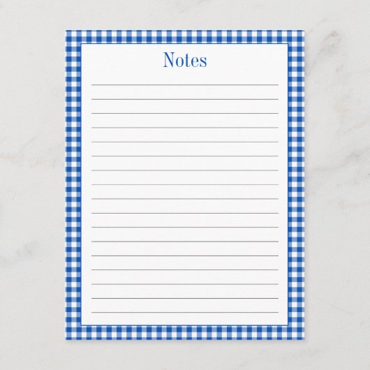 Bauernhof Blau und Weiß Gingham Karierte Rezept Begleitkarte (Rückseite)