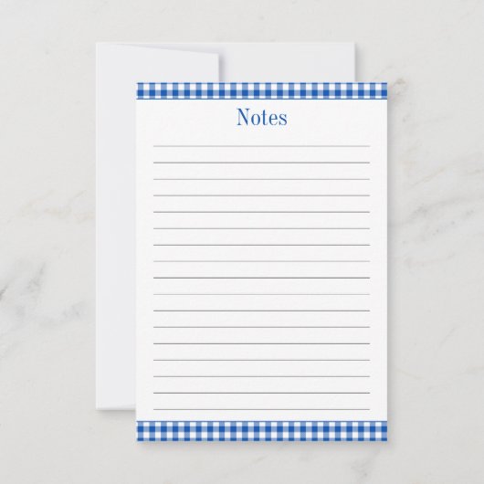 Bauernhof Blau und Weiß Gingham Karierte Rezept Mitteilungskarte (Rückseite)