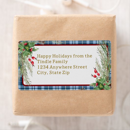 Bauernhof Blue Gingham Holly Christmas Return (Insitu)