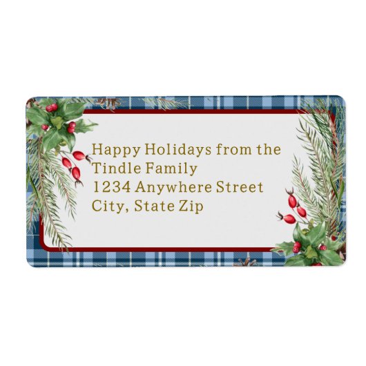 Bauernhof Blue Gingham Holly Christmas Return (Vorne)