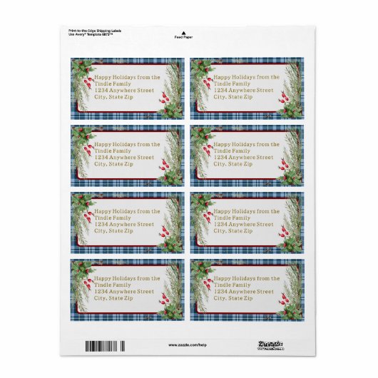 Bauernhof Blue Gingham Holly Christmas Return (Vorne)