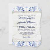 Bauernhof Blue Kraft Holz Fliesen Muster rustikal Einladung (Vorderseite)