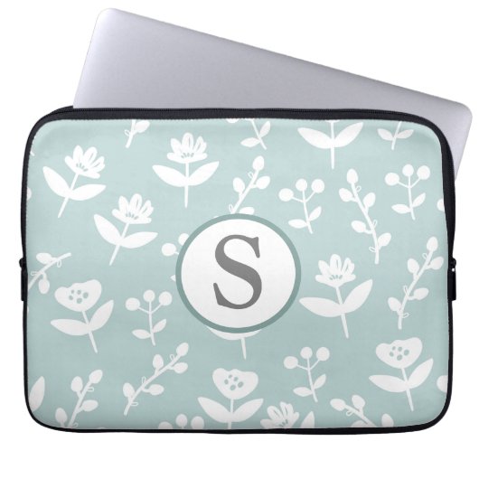 Bauernhof Blumengrün Monogramm erste Laptopschutzhülle (Vorderseite)