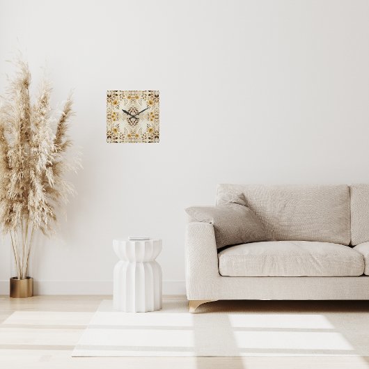 Bauernhof Blumenmuster Quadratische Wanduhr