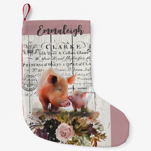 Bauernhof Blumenrinde Schweine Kleiner Weihnachtsstrumpf (Vorderseite)