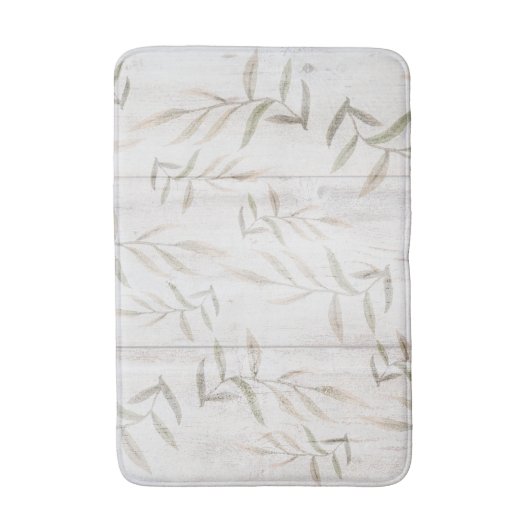 Bauernhof Botanisches Weißholz Rosa Rustikale Blät Badematte (Vorderseite Vertikal)