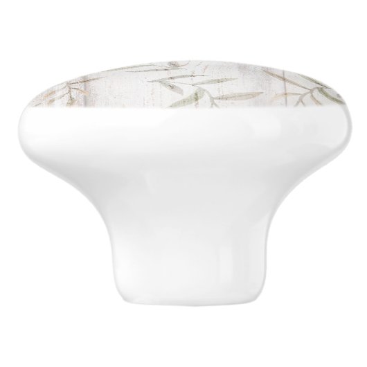 Bauernhof Botanisches Weißholz Rosa Rustikale Blät Keramikknauf (Seitenansicht)