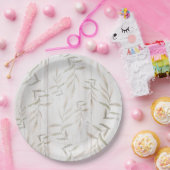 Bauernhof Botanisches Weißholz Rosa Rustikale Blät Pappteller (Party)