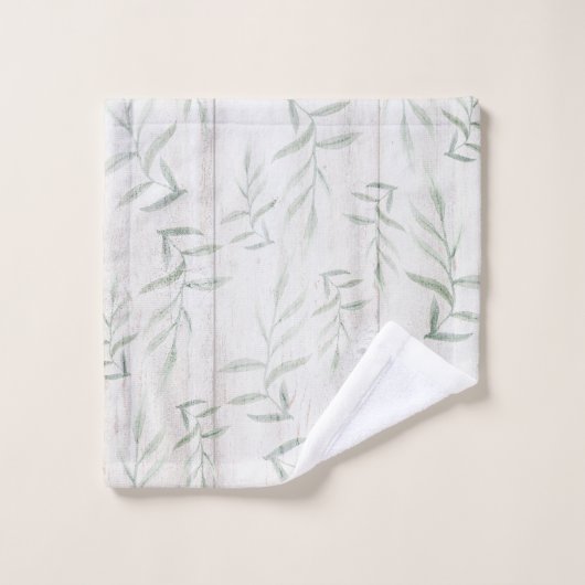 Bauernhof Botanisches Weißholz Rustikale Blätter Badhandtuch Set (Waschlappen)