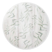 Bauernhof Botanisches Weißholz Rustikale Blätter Keramikknauf (Vorderseite)