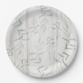 Bauernhof Botanisches Weißholz Rustikale Blätter Pappteller (Vorderseite)