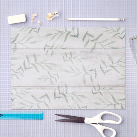 Bauernhof Botanisches Weißholz Rustikale Blätter Seidenpapier (Handwerk)