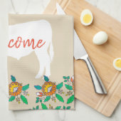 Bauernhof Bulle Cow Silhouette & Country Blume Geschirrtuch (Viertel Falte)