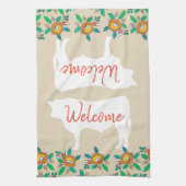 Bauernhof Bulle Cow Silhouette & Country Blume Geschirrtuch (Vertikal)