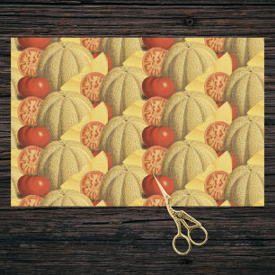 Bauernhof Chic Red Gold Cantaloupes und Tomaten Seidenpapier