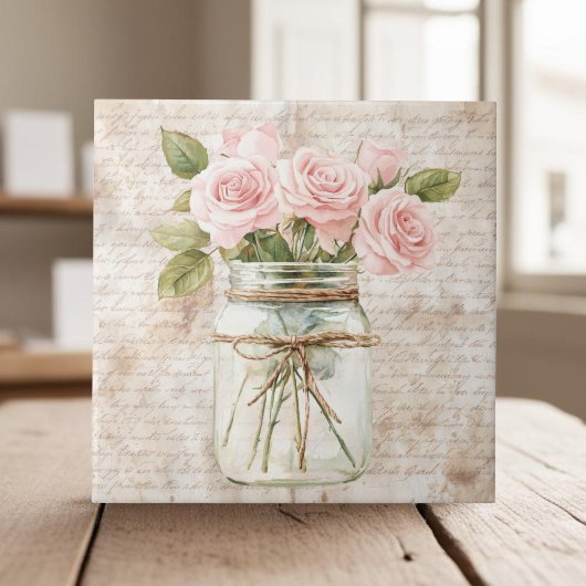 Bauernhof Cottailcore rustikales Mason Jar rosa Ro Fliese