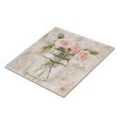 Bauernhof Cottailcore rustikales Mason Jar rosa Ro Fliese (Seite)