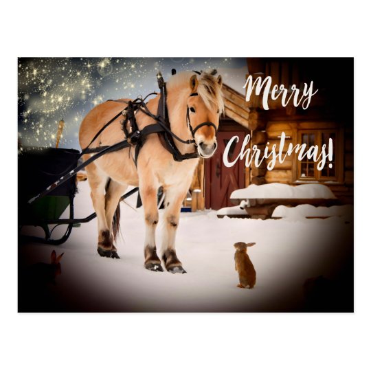 Bauernhof der frohen Weihnachten sternenklare Postkarte