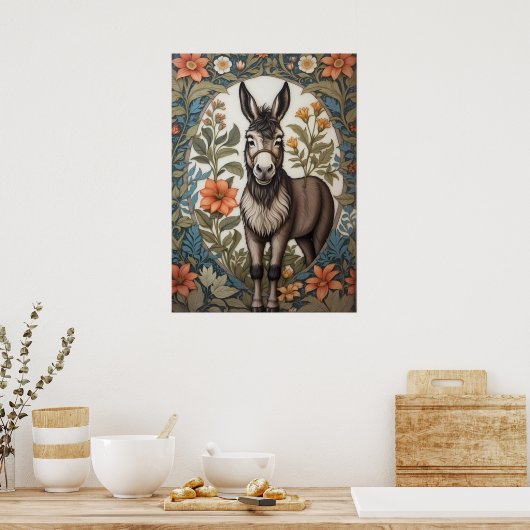 Bauernhof Donkey William Morris Inspiriert Poster (Küche)
