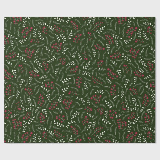 Bauernhof dunkelgrün rot rustikale Laubbaumstruktu Geschenkpapier (Flach)