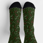 Bauernhof dunkelgrün rot rustikale Laubbaumstruktu Socken (Oben)