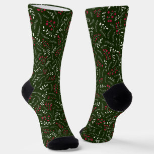 Bauernhof dunkelgrün rot rustikale Laubbaumstruktu Socken