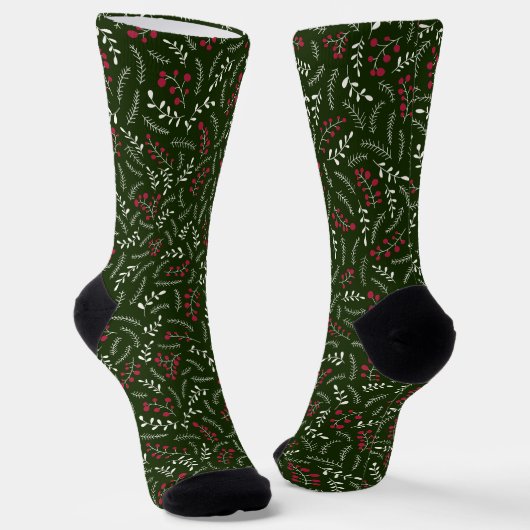 Bauernhof dunkelgrün rot rustikale Laubbaumstruktu Socken (Gewinkelt)