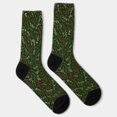 Bauernhof dunkelgrün rot rustikale Laubbaumstruktu Socken (Rechts)