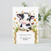 Bauernhof Einfache Kuh Geburtstag Dankeskarte (Stehend Vorderseite)
