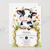 Bauernhof Einfache Kuh Geburtstag Einladung (Vorne/Hinten)