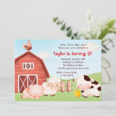 Bauernhof Einladung zum Geburtstag - Aquarell - Ba (Stehend Vorderseite)