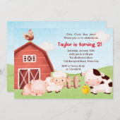 Bauernhof Einladung zum Geburtstag - Aquarell - Ba (Vorne/Hinten)