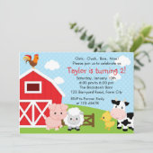 Bauernhof Einladung zum Geburtstag - Junge (blau) (Stehend Vorderseite)