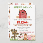 Bauernhof Einladung zum Geburtstag, Junge drei I-E (Vorne/Hinten)