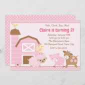 Bauernhof Einladung zum Geburtstag - Mädchen (Past (Vorne/Hinten)