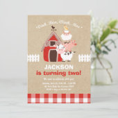 Bauernhof-Einladungs-Geburtstagaltes McDonald-Land Einladung (Stehend Vorderseite)