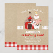 Bauernhof-Einladungs-Geburtstagaltes McDonald-Land Einladung (Vorne/Hinten)