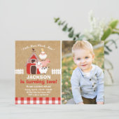 Bauernhof-Einladungs-Geburtstagaltes McDonald-Land Einladung (Stehend Vorderseite)