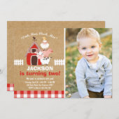 Bauernhof-Einladungs-Geburtstagaltes McDonald-Land Einladung (Vorne/Hinten)